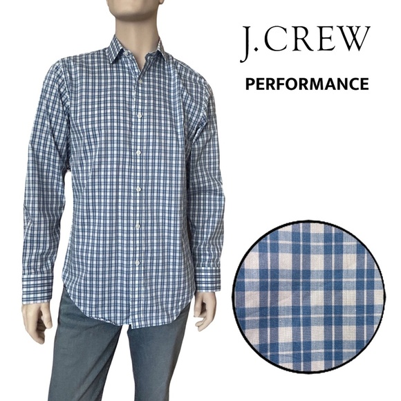 J Crew Performance Slim Fit Shirt Dress Re-imagined Long Sleeve Windowpane Plaid - Picture 1 of 14